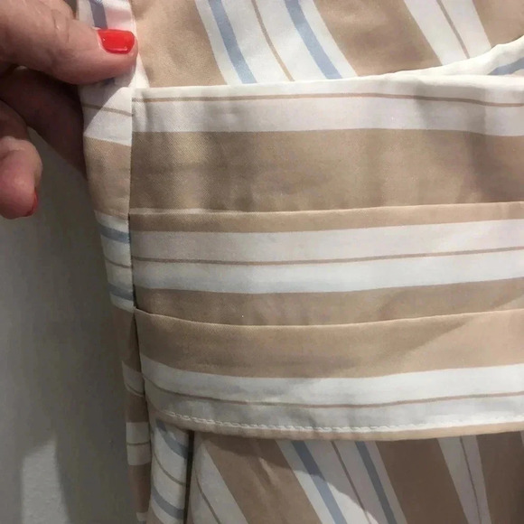 Anthropologie Maeve tan white asymmetrical wrap shirt dress Sz 12 New with Tags - Picture 5 of 10